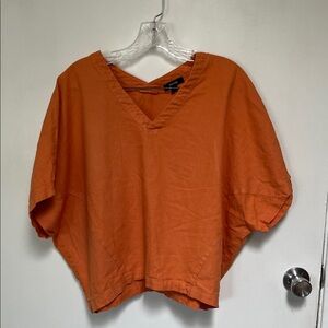 Kensie Bold Orange V-Neck Blouse